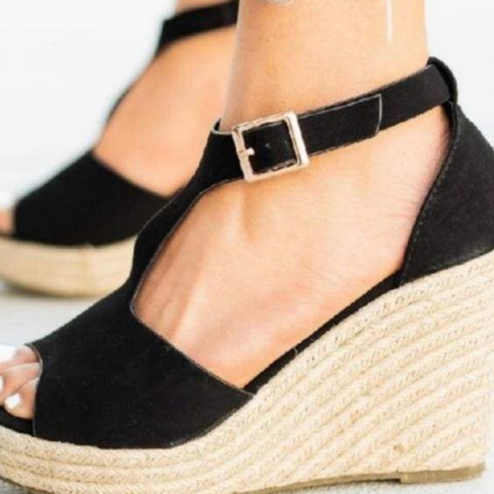 T-Strap Espadrille Wedge - Picture 2 of 2